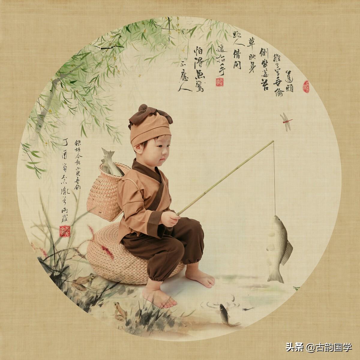 谜语流行，小童垂钓在湖边，珠字二三势最劲